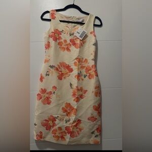 Petite Sophisticate Strapless Dress in Orange Floral 100% silk